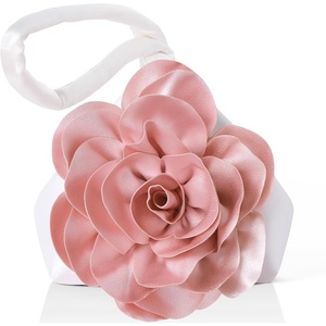 image:imageBABEYOND Clutch Purses for Women  Evening Bags Flower Satin Handbag Classy Wristlet Purse for Party Daily WeddingWhite With Pink Flower
