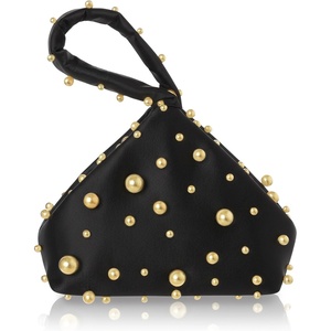 image:imageBABEYOND Clutch Purses for Women  Satin Evening Bag Triangle Purse Pearl Handbag for Wedding Prom PartyBlack With Golden Pearls