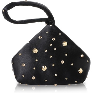 image:imageBABEYOND Clutch Purses for Women  Satin Evening Bag Triangle Purse Pearl Handbag for Wedding Prom PartyBlack With Golden Rivets