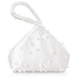 image:imageBABEYOND Clutch Purses for Women  Satin Evening Bag Triangle Purse Pearl Handbag for Wedding Prom PartyWhite