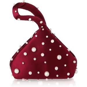image:imageBABEYOND Clutch Purses for Women  Satin Evening Bag Triangle Purse Pearl Handbag for Wedding Prom PartyWine Red