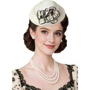 image:imageBABEYOND Fascinators Hats for Women  British Tea Party Kentucky Fascinator Derby Flower Pillbox Hat for Bridal WeddingWhite