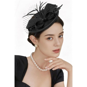image:imageBABEYOND Fascinators Hats for Women  Tea Party 2026 Kentucky Fascinator Pillbox Derby Hat Sinamay Headband with Hair ClipBlack