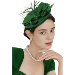 image:imageBABEYOND Fascinators Hats for Women  Tea Party 2026 Kentucky Fascinator Pillbox Derby Hat Sinamay Headband with Hair ClipDark Green