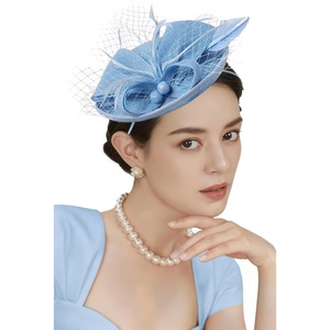 image:imageBABEYOND Fascinators Hats for Women  Tea Party 2026 Kentucky Fascinator Pillbox Derby Hat Sinamay Headband with Hair ClipLight Blue