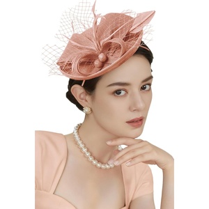 image:imageBABEYOND Fascinators Hats for Women  Tea Party 2026 Kentucky Fascinator Pillbox Derby Hat Sinamay Headband with Hair ClipNude Pink