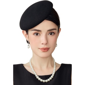 image:imageBABEYOND Fascinators Hats for Women  Tea Party British Felt Derby Ladies Church 1950s Pillbox Hat for Bridal Wedding PartyBlack