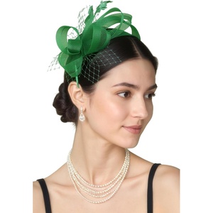 image:imageBABEYOND Fascinators Hats for Women  Tea Party Hat Kentucky Elegant Tulle Feather Ribbon Bridal Wedding Derby HeadbandDark Green
