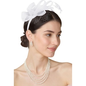 image:imageBABEYOND Fascinators Hats for Women  Tea Party Hat Kentucky Elegant Tulle Feather Ribbon Bridal Wedding Derby HeadbandWhite