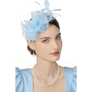 image:imageBABEYOND Fascinators Hats for Women  Tea Party Hats Fascinators Kentucky Tulle Ribbon Derby Headband for Wedding CocktailLight Blue