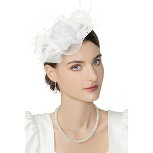 image:imageBABEYOND Fascinators Hats for Women  Tea Party Hats Fascinators Kentucky Tulle Ribbon Derby Headband for Wedding CocktailWhite
