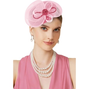 image:imageBABEYOND Fascinators Hats for Women  Tea Party Kentucky Fascinator Derby Knot Tulle Pillbox Church Hat for Bridal WeddingPink