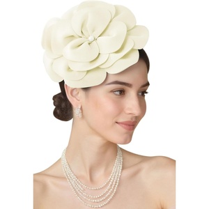 image:imageBABEYOND Fascinators Hats for Women  Tea Party Kentucky Fascinator Elegant Derby Hat Flower Church Headpiece with PearlBeige