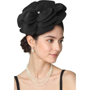 image:imageBABEYOND Fascinators Hats for Women  Tea Party Kentucky Fascinator Elegant Derby Hat Flower Church Headpiece with PearlBlack