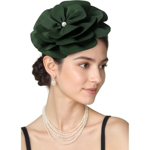 image:imageBABEYOND Fascinators Hats for Women  Tea Party Kentucky Fascinator Elegant Derby Hat Flower Church Headpiece with PearlDark Green
