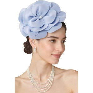 image:imageBABEYOND Fascinators Hats for Women  Tea Party Kentucky Fascinator Elegant Derby Hat Flower Church Headpiece with PearlLight Blue