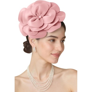 image:imageBABEYOND Fascinators Hats for Women  Tea Party Kentucky Fascinator Elegant Derby Hat Flower Church Headpiece with PearlNude Pink