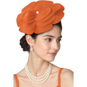 image:imageBABEYOND Fascinators Hats for Women  Tea Party Kentucky Fascinator Elegant Derby Hat Flower Church Headpiece with PearlOrange