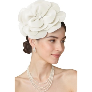 image:imageBABEYOND Fascinators Hats for Women  Tea Party Kentucky Fascinator Elegant Derby Hat Flower Church Headpiece with PearlWhite