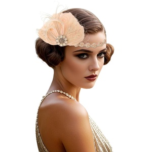 image:imageBABEYOND Flapper Headpiece for Women  1920s Headband Roaring 20s Great Gatsby Accessories Rhinestone Feather Hair ClipChampagne
