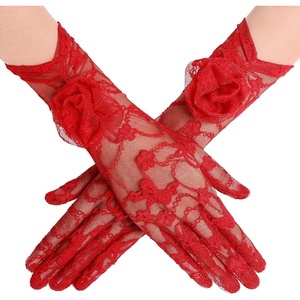 image:imageBABEYOND Lace Gloves Women  Floral Opera Gloves Stretchy Elegant Tea Party Accessories for Wedding Prom Evening PartyRed