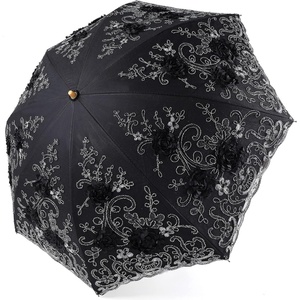 image:imageBABEYOND Lace Parasol UltravioletProof Folding Umbrella UPF50 Vintage Flower Embroidery Umbrella for Wedding Party and Photo ShootingBlack