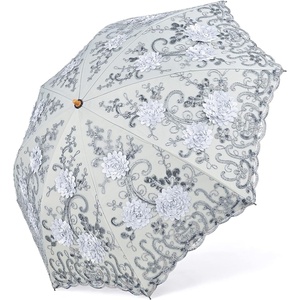 image:imageBABEYOND Lace Parasol UltravioletProof Folding Umbrella UPF50 Vintage Flower Embroidery Umbrella for Wedding Party and Photo ShootingGray