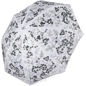 image:imageBABEYOND Lace Parasol UltravioletProof Folding Umbrella UPF50 Vintage Flower Embroidery Umbrella for Wedding Party and Photo ShootingStyle2Gray