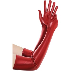 image:imageBABEYOND Long Gloves for Women  Shiny Metallic Wet Look Elbow Length Stretchy Halloween CostumesRed