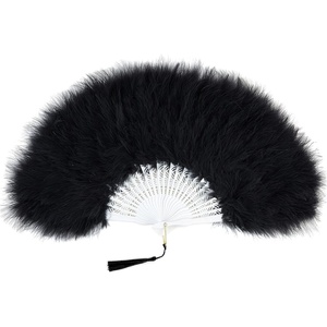 image:imageBABEYOND Marabou Feather Fan 22s Vintage Folding Fan Flapper Hand Fan for Costume Dancing Show Tea Party Wedding DecorationBlack