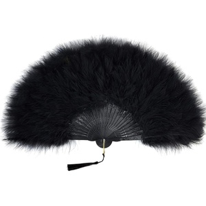 image:imageBABEYOND Marabou Feather Fan 22s Vintage Folding Fan Flapper Hand Fan for Costume Dancing Show Tea Party Wedding DecorationBlackblack Rib