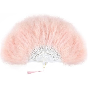image:imageBABEYOND Marabou Feather Fan 22s Vintage Folding Fan Flapper Hand Fan for Costume Dancing Show Tea Party Wedding DecorationLight Pink