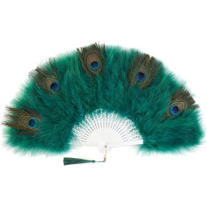 image:imageBABEYOND Marabou Feather Fan 22s Vintage Folding Fan Flapper Hand Fan for Costume Dancing Show Tea Party Wedding DecorationPeacock Dark Green