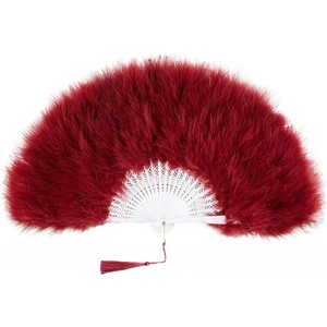 image:imageBABEYOND Marabou Feather Fan 22s Vintage Folding Fan Flapper Hand Fan for Costume Dancing Show Tea Party Wedding DecorationWine Red