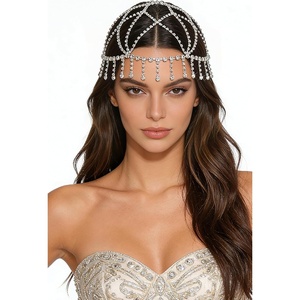 image:imageBABEYOND Roaring 20s Rhinestone Flapper Cap Great Gatsby Inspired Crystal Headpiece Vintage 1920s Party Hair AccessorySilver