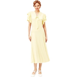 image:imageBABEYOND Womens Vintage Flapper Dress 1920s Ruffle Cocktail Party Dresses Tie NeckBeige