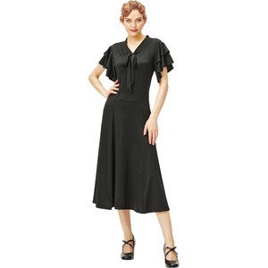 image:imageBABEYOND Womens Vintage Flapper Dress 1920s Ruffle Cocktail Party Dresses Tie NeckBlack