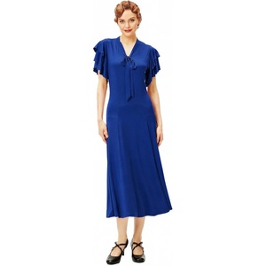 image:imageBABEYOND Womens Vintage Flapper Dress 1920s Ruffle Cocktail Party Dresses Tie NeckBlue