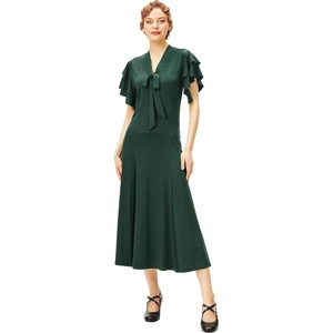 image:imageBABEYOND Womens Vintage Flapper Dress 1920s Ruffle Cocktail Party Dresses Tie NeckDark Green