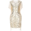 image:imageBABEYOND 1920s Flapper Dress Long Fringed Gatsby Roaring 20s Sequins Beaded Vintage Art Deco2 Set  Beige