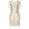 image:imageBABEYOND 1920s Flapper Dress Long Fringed Gatsby Roaring 20s Sequins Beaded Vintage Art DecoBeige