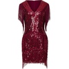 image:imageBABEYOND 1920s Flapper Dress Long Fringed Gatsby Roaring 20s Sequins Beaded Vintage Art DecoWine Red