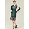 image:imageBABEYOND 1920s Flapper Dress V Neck Sequin Beaded Dress Roaring 20s Gatsby Fringe Party DressSet  Dark Green