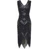 image:imageBABEYOND 1920s Flapper Dress V Neck Sequin Beaded Dress Roaring 20s Gatsby Fringe Party DressSet  Glamblack
