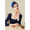 image:imageBABEYOND Fascinator Hat Veil Feather Flower Fascinators Hair Clip Tea Party Pillbox Derby Hat Fascinator Bridal WeddingNnavy Blue