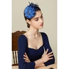 image:imageBABEYOND Fascinator Hat Veil Feather Flower Fascinators Hair Clip Tea Party Pillbox Derby Hat Fascinator Bridal WeddingNnavy Blue