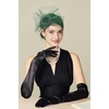 image:imageBABEYOND Fascinators Hats for Women  Tea Party Hat Kentucky Fascinator Derby Flower Mesh Veil Pillbox Hat for Bridal WeddingDark Green