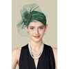 image:imageBABEYOND Fascinators Hats for Women  Tea Party Hat Kentucky Fascinator Derby Flower Mesh Veil Pillbox Hat for Bridal WeddingDark Green