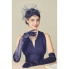 image:imageBABEYOND Fascinators Hats for Women  Tea Party Hat Kentucky Fascinator Derby Flower Mesh Veil Pillbox Hat for Bridal WeddingNavy Blue
