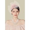 image:imageBABEYOND Fascinators Hats for Women  Tea Party Hat Kentucky Fascinator Derby Flower Mesh Veil Pillbox Hat for Bridal WeddingNude Pink